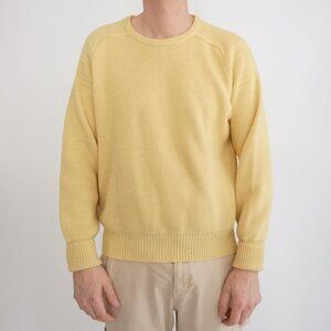 Vintage '90S Ingo Yellow 100% Wool  Eclectic Grandpa Crewneck Sweater Medium